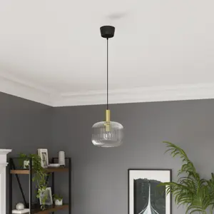 GoodHome Lybia Satin Brass Pendant ceiling light, (Dia)250mm