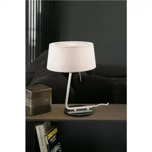 Luminosa Hotel 1 Light Table Lamp Chrome, White, E27