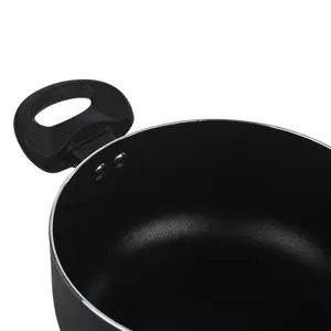 BLAUMANN 6Pc Set Matt Black Colour Cookware Frying Grill Pots Saucepan Casserole Soft Touch Handle