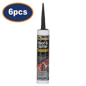 Butyl Sealant Everbuild Black 6pcs Roof & Gutter 295ml Concrete Masonry Steel