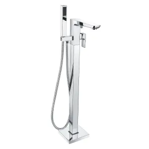 Nes Home Square Floorstanding Bath Shower Mixer Tap With Handset Chrome