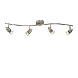 Lucide Caro-Led Modern Ceiling Spotlight Bar - LED - GU10 - 4x5W 2700K - Satin Chrome