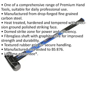 10lb Sledge Hammer - Fibreglass Handle - Rubber Grip - Drop Forged Carbon Steel