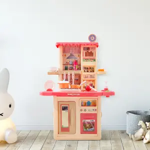 Play Kitchen Set Toddler Kitchen Toy Playset with Real Sounds & Lights