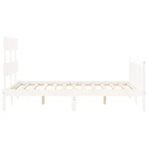 Berkfield Bed Frame with Headboard White 140x200 cm Solid Wood