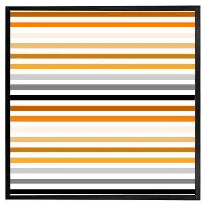 Striped pattern, orange black gray beige and brown (Picutre Frame) / 20x20" / White