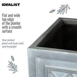 Set of 2 IDEALIST™ 22cm Small Square Planter, Lazio Slate Effect Flower Box Garden Planters, Outdoor Plant Pots, 13L