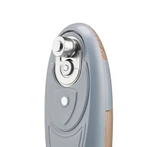 Cooks Professional Electric Tin Can Opener Automatic One Touch Battery Operated Nordic Grey Wood