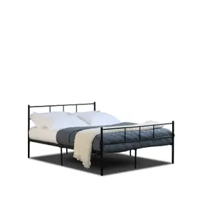 Bed Frame 4ft 6 Solid Metal Black Finish Double Bedroom Furniture