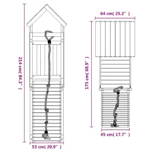 Berkfield Playhouse with Climbing Wall Solid Wood Pine