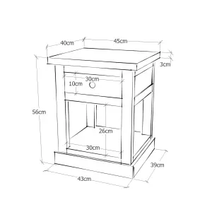 Rocca 1 Drawer Bedside Table Chrome Knob