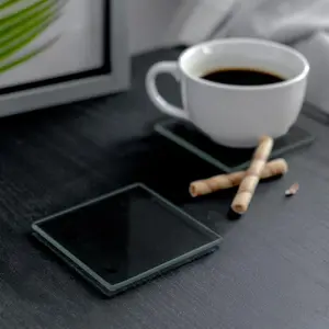 Harbour Housewares - Glass Placemats & Coasters Set - 30cm x 20cm - Black - 12pc