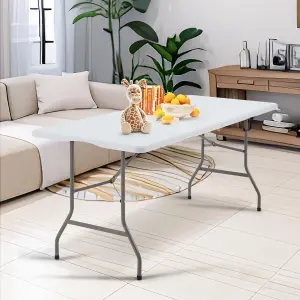 6ft Folding Table with Handle, Portable Plastic Folding Table