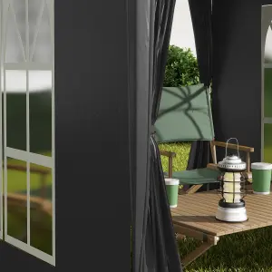 Outsunny 2mx2m Pop Up Gazebo Party Tent Canopy Marquee with Storage Bag Black