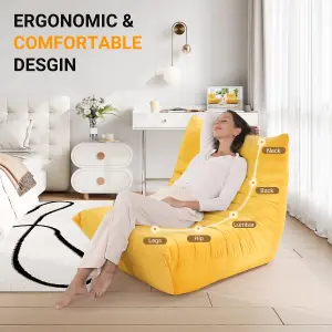 Lazy Floor Sofa Couch,  Ergonomic Design Fireside Chair, Yellow