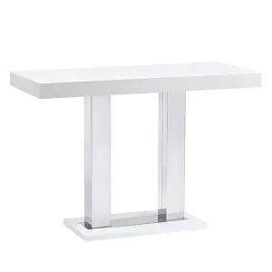 Caprice Large White Gloss Bar Table With 6 Candid White Stools