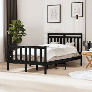 Berkfield Bed Frame Black Solid Wood 120x200 cm