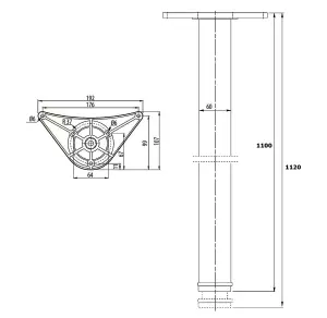 Adjustable Breakfast Bar Worktop Support Table Leg 1100mm - Colour Aluminium - Pack of 1