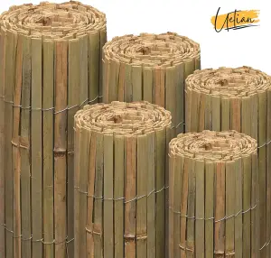 Bamboo Slat Screening Fence Roll Natural Bamboo Privacy Garden Wind Outdoor Sun Protection Shield Panel (1.8m x 4m)