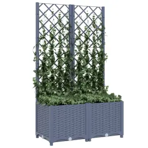 Berkfield Garden Planter with Trellis Dark Grey 80x40x136 cm PP