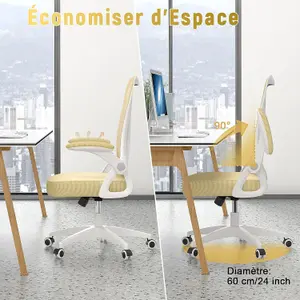 Ergonomic Office Desk Chair with Flip-up Armrest Lumbar Support,Padded Seat Cushion for Home and Office