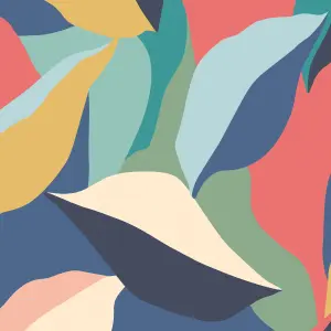 Hoopla Walls Leafy Patchwork Navy Twist Smooth Matt Wallpaper