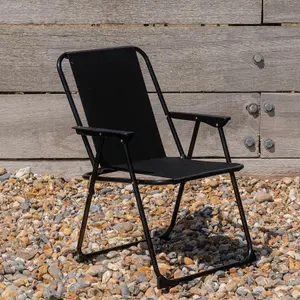 Harbour Housewares - Folding Metal Beach Chairs - Black - Pack of 6