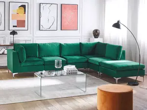 Sofa with Ottoman EVJA Green Velvet Left Hand