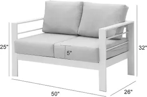 Wisteria Lane 2 Seat Loveseat Sofa Patio Furniture Aluminum - White