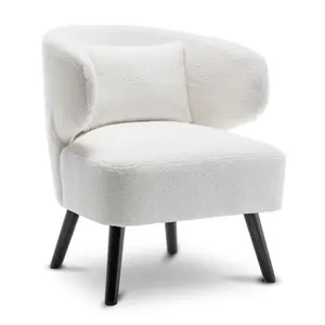 Boucle Teddy Fabric Accent Chair in White