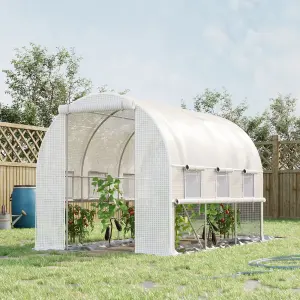 Outsunny 3 x 2 x 2m Polytunnel Green House w/ UV-resistant PE Cover, White