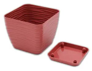 Plant Pot Flowerpot Square Plastic Modern Decorative Small Medium Large Marsala 11cm