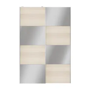 Atomia Freestanding Panelled Mirrored Oak effect 2 door Sliding Wardrobe Door kit (H)2250mm (W)1500mm