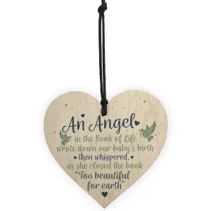 Red Ocean Angel Baby Memorial Gifts Wooden Hanging Heart Shabby Chic Plaque Heaven Love Bereavement Sign