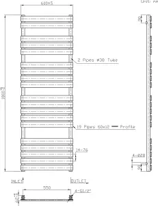 Rinse Bathrooms Electric Flat Panel Heated Towel Rail Chrome Bathroom Ladder Radiator Warmer 1800x600mm 1000W