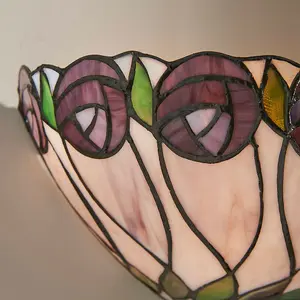 Tiffany Glass Wall Light Cream & Mackintosh Rose Shade Interior Sconce i00248