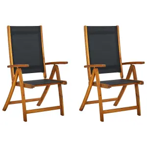 Berkfield Folding Garden Chairs 2 pcs Solid Acacia Wood and Textilene