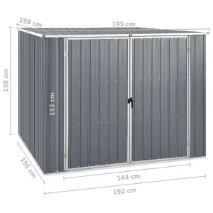 Berkfield Garden Shed Grey 195x198x159 cm Galvanised Steel