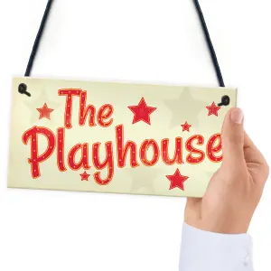 Red Ocean Childs The Playhouse Bedroom Playroom Sign Hanging Wall Plaque Son Daughter Gift For Kids