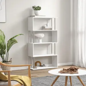 HOMCOM Wooden Storage Display Unit Bookshelf Bookcase Dividers S Shaped White