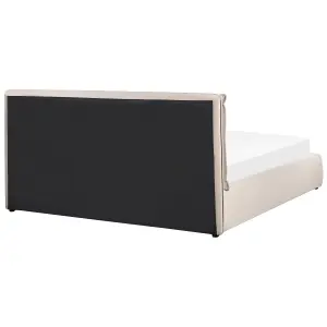 Velvet EU Super King Size Ottoman Bed Beige BAJONNA