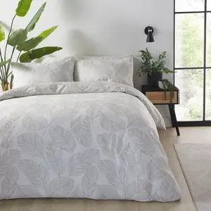 Matteo Cotton Blend Floral Duvet Cover Set with Pillowcases Natural / Super King - 2 Standard Pillowcase