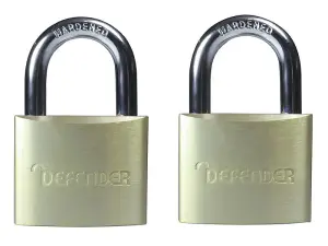 DEFENDER Aluminium Padlock Twin Pack 40mm