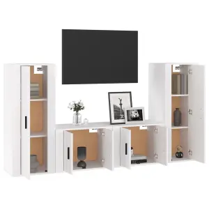 Berkfield 4 Piece TV Cabinet Set High Gloss White Engineered Wood