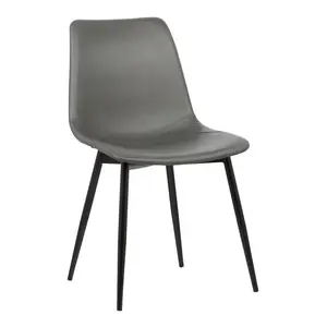 Bixler Contemporary Armless Upholstered Dining Chair with Black Metal Legs Grey