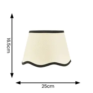 ValueLights Dutton Natural Fabric Black Trim Scallop Edge Ceiling Floor Table Small Lamp Shade with LED Bulb