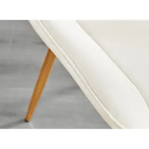 Palermo Velvet Modern Dining Chairs with Tapered Metal Legs & Quilted Diamond Stitching (Set of 2) Cream / Gold