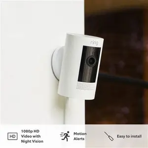 Ring Outdoor Camera Plug-In - White - Stick Up Camera, HD Video & Two-Way Talk