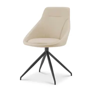 Lisbon Faux Leather Office Swivel Chair - Cream