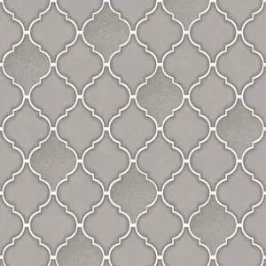 Holden Retro Trellis Tile Ogee Geometric Glitter Geo Tiling On a Roll Wallpaper Charcoal Grey 89311